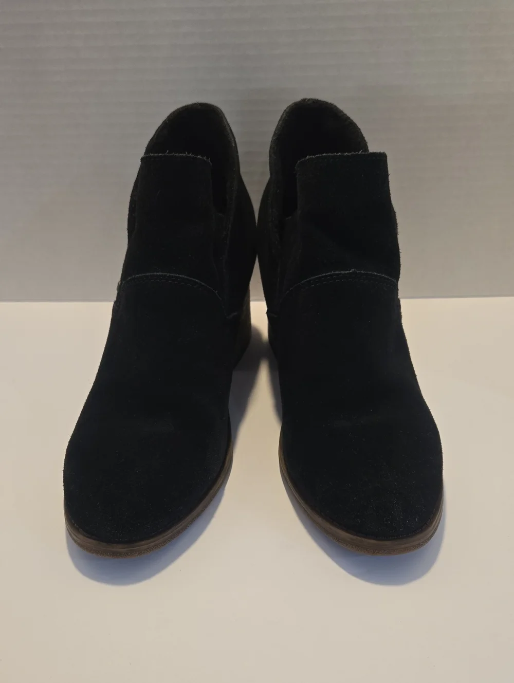 Dressy BearPaw Black Suede Slip-On Ankle Boots With Block Heal